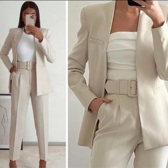 NWT Zara Cream Women's Suit Jacket - Picture 6 of 6